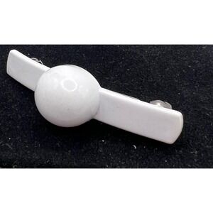 Vintage 2.25" made France Barrette Hair Clip White Ball Acetate‎ Hair Accessory